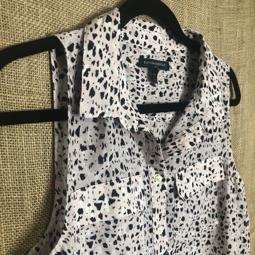 Banana Republic SZ LP Pink Black Top Fun Quirky - Picture 2 of 6